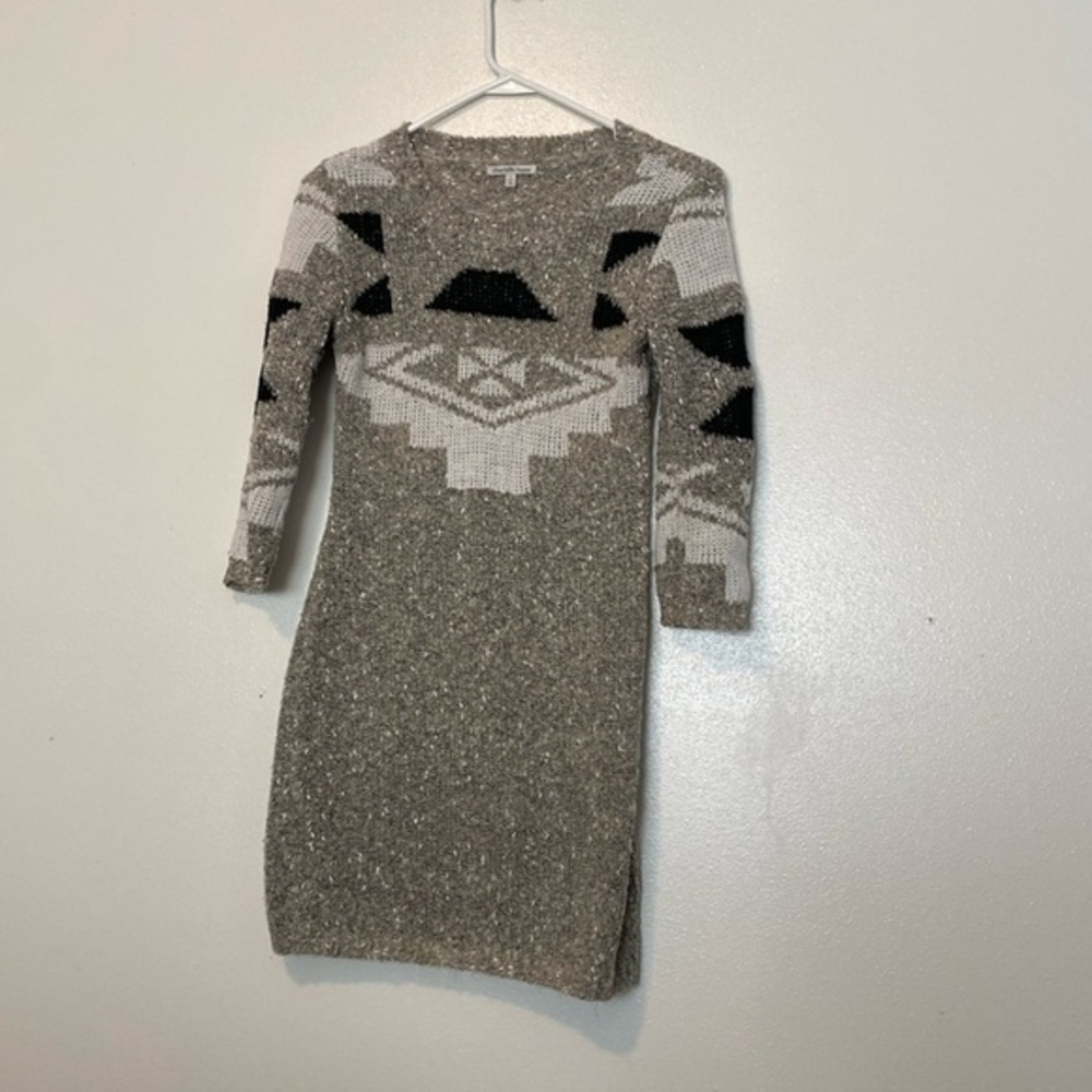 Charlotte Russe 3/4 cozy grey black and white sweater dress small